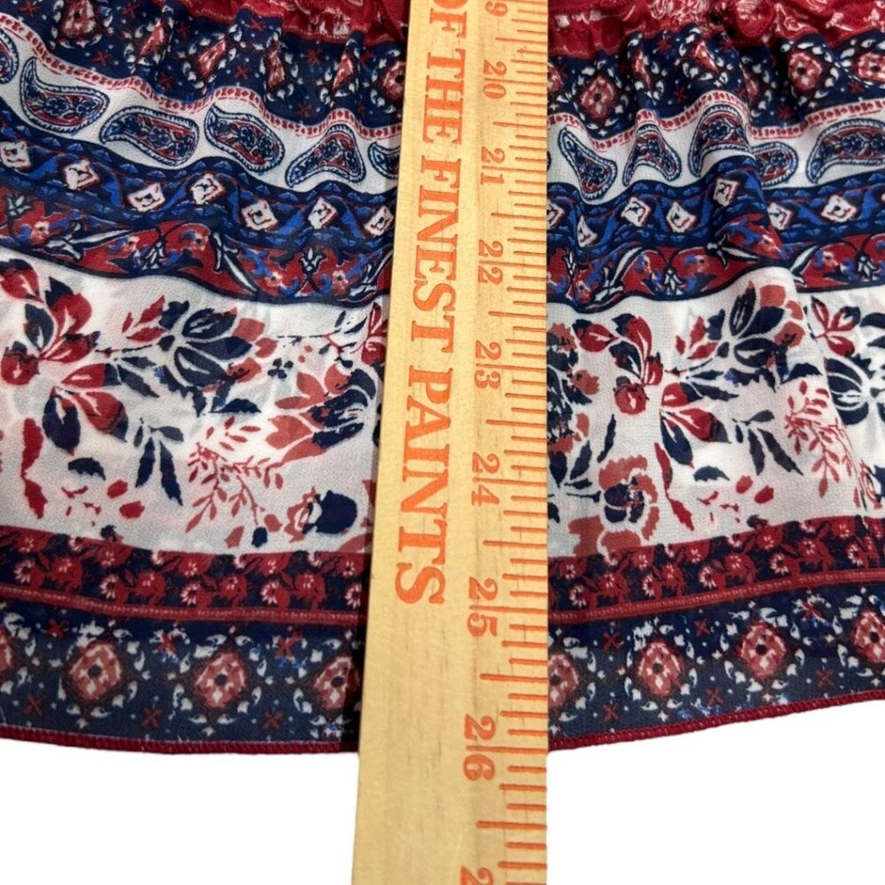 Knox Rose Boho Sleeveless Red White & Blue Floral & Paisley Blouse - Size XS - Picture 4 of 5